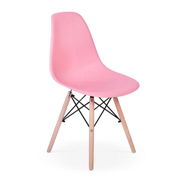 Imagem de Conjunto Mesa de Jantar Quadrada Sofia Branca 80x80cm com 4 Cadeiras Eames Eiffel - Rosa