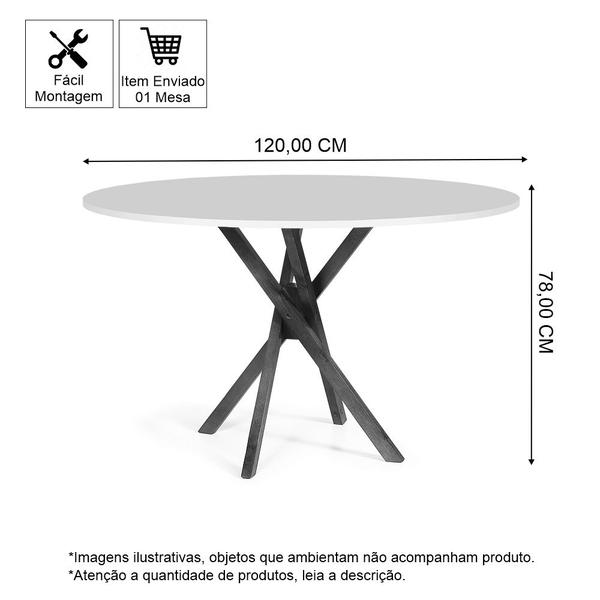 Imagem de Conjunto Mesa de Jantar Redonda 120cm June Branca com 4 Cadeiras Garbo Cinza Escuro