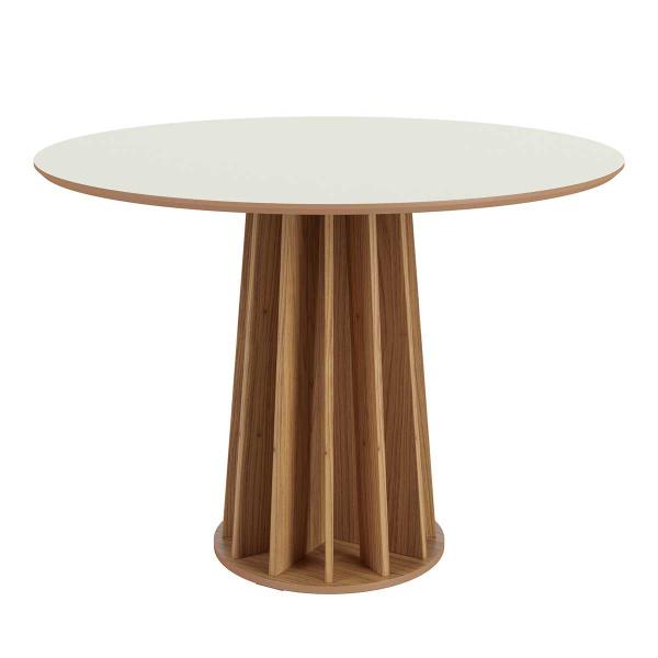 Imagem de Conjunto Mesa de Jantar Redonda 4 Cadeiras Enconto Tela 100% MDF Branco/Bege Dalla Costa