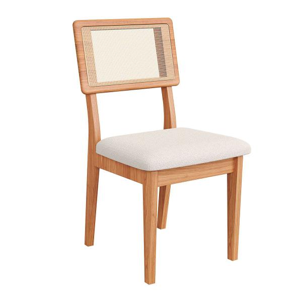 Imagem de Conjunto Mesa de Jantar Redonda 4 Cadeiras Encosto Tela 100% MDF Branco Bege Dalla Costa