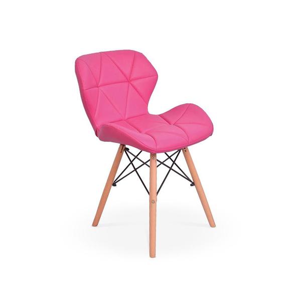 Imagem de Conjunto Mesa de Jantar Redonda Amanda Branca 120cm com 4 Cadeiras Eiffel Slim - Rosa