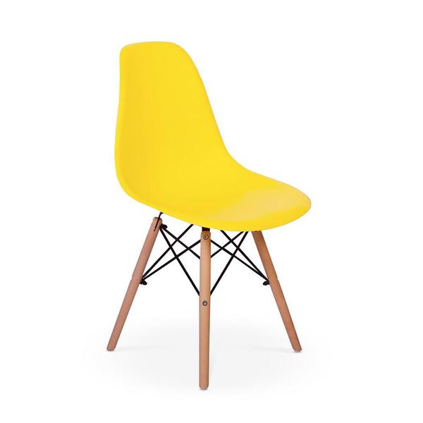 Imagem de Conjunto Mesa de Jantar Redonda Amanda Preta 120cm com 4 Cadeiras Eames Eiffel - Amarelo