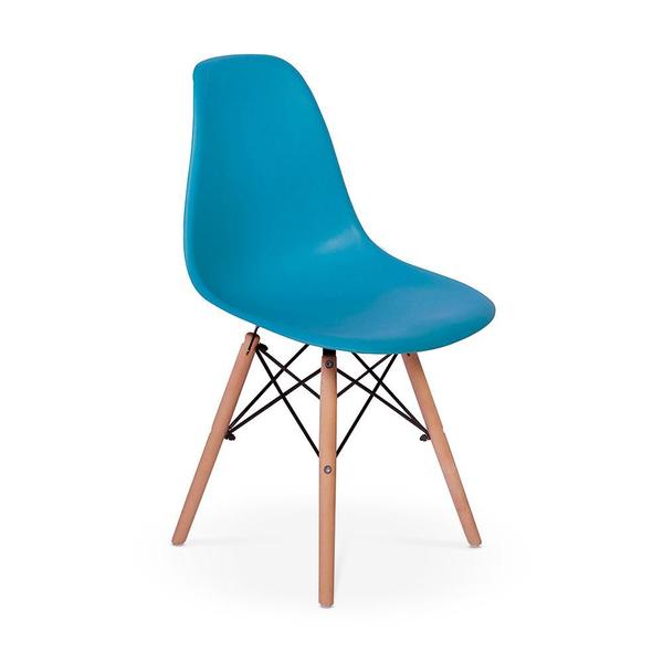 Imagem de Conjunto Mesa de Jantar Redonda Amanda Preta 120cm com 6 Cadeiras Eames Eiffel - Turquesa