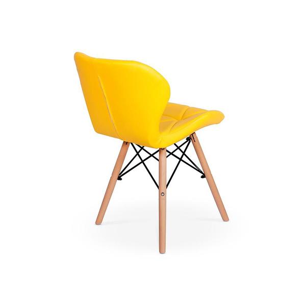 Imagem de Conjunto Mesa de Jantar Redonda Amanda Preta 120cm com 6 Cadeiras Eiffel Slim - Amarelo