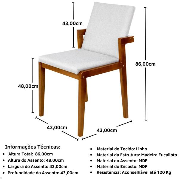 Imagem de Conjunto Mesa de Jantar Redonda Branca Lara Premium 100cm com 4 Cadeiras Estofadas Isabela - Bege