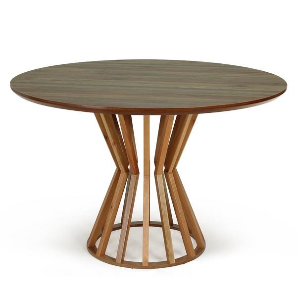 Imagem de Conjunto Mesa de Jantar Redonda Cecília 120cm Natural com 4 Cadeiras Gruvyer - Cinza