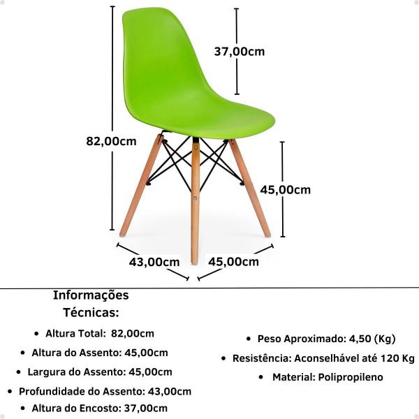 Imagem de Conjunto Mesa de Jantar Redonda Cecília Amadeirada Preta 120cm com 4 Cadeiras Eames Eiffel - Verde