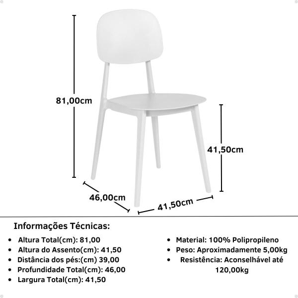 Imagem de Conjunto Mesa de Jantar Redonda Eiffel Branca 90cm com 4 Cadeiras Itália - Branco