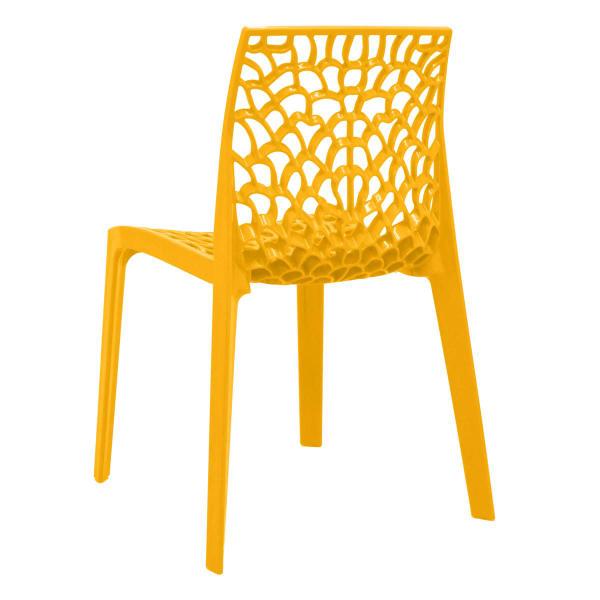 Imagem de Conjunto Mesa de Jantar Redonda Eiffel Preta 80cm com 4 Cadeiras Gruvyer - Amarelo