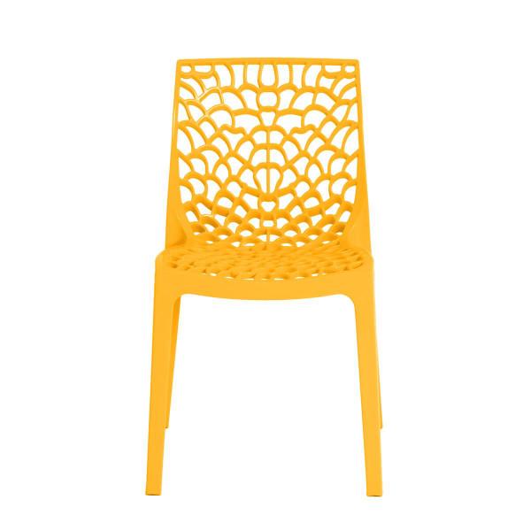 Imagem de Conjunto Mesa de Jantar Redonda Eiffel Preta 90cm com 4 Cadeiras Gruvyer - Amarelo