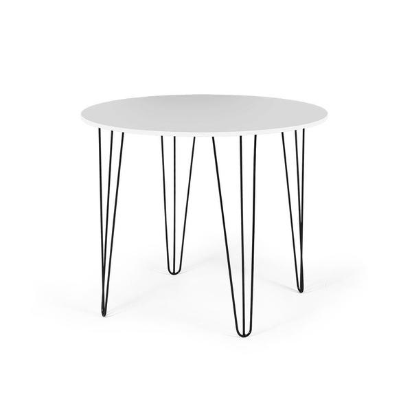 Imagem de Conjunto Mesa de Jantar Redonda Hairpin 90cm Branca com 4 Cadeiras Eames Eiffel - Cinza