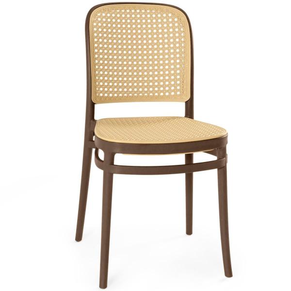 Imagem de Conjunto Mesa de Jantar Redonda Laura 120cm Branca com 4 Cadeiras Roma - Marrom