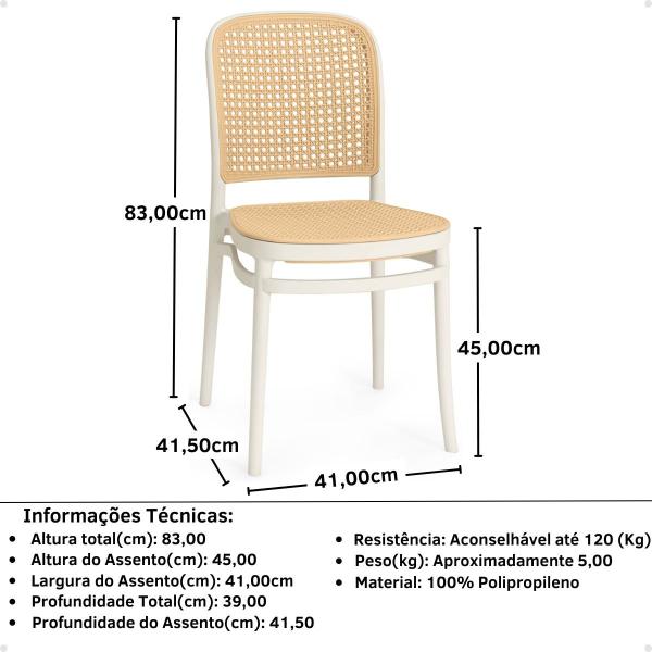 Imagem de Conjunto Mesa de Jantar Redonda Laura 120cm Preta com 4 Cadeiras Roma - Branco