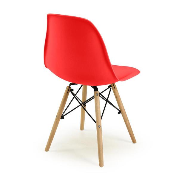 Imagem de Conjunto Mesa de Jantar Redonda Luana Amadeirada Branca 100cm com 4 Cadeiras Eames Eiffel - Vermelho