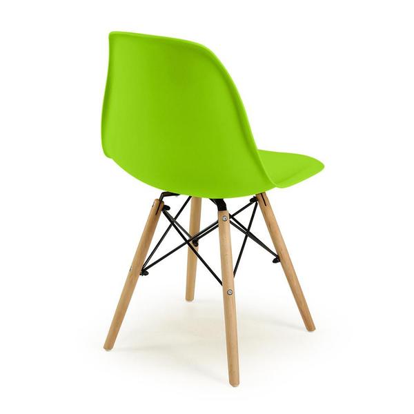 Imagem de Conjunto Mesa de Jantar Redonda Luana Amadeirada Natural 120cm com 4 Cadeiras Eames Eiffel - Verde