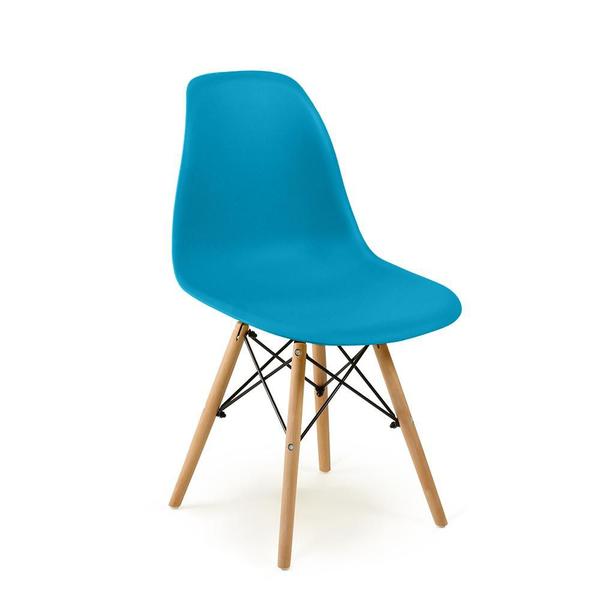 Imagem de Conjunto Mesa de Jantar Redonda Luana Amadeirada Preta 100cm com 4 Cadeiras Eames Eiffel - Turquesa