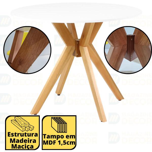 Imagem de Conjunto Mesa de Jantar Redonda Marci Branca 100cm com 4 Cadeiras Eames Eiffel - Verde