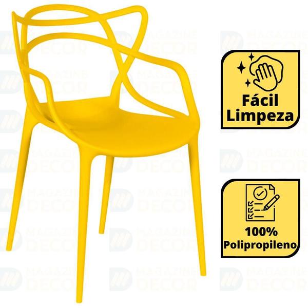 Imagem de Conjunto Mesa de Jantar Redonda Marci Premium Branca 100cm com 4 Cadeiras Allegra - Amarelo