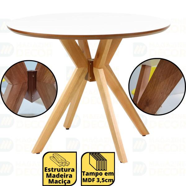 Imagem de Conjunto Mesa de Jantar Redonda Marci Premium Branca 100cm com 4 Cadeiras Allegra - Preto