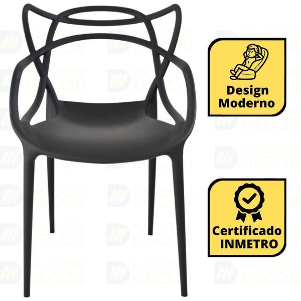 Imagem de Conjunto Mesa de Jantar Redonda Marci Premium Branca 100cm com 4 Cadeiras Allegra - Preto