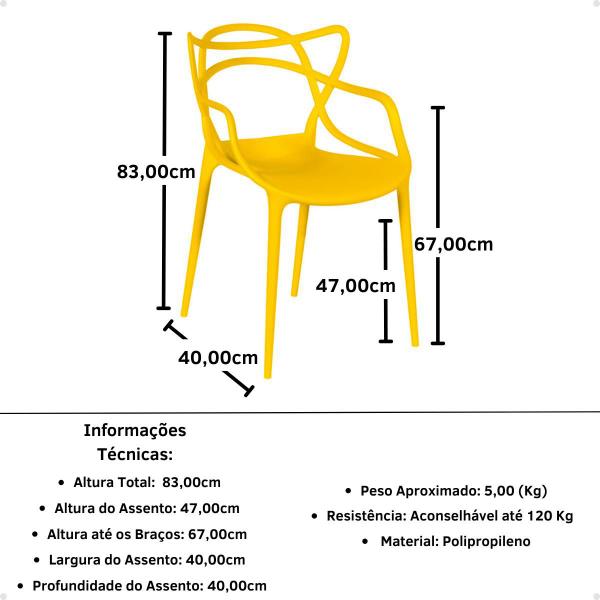 Imagem de Conjunto Mesa de Jantar Redonda Marci Premium Preta 100cm com 4 Cadeiras Allegra - Amarelo