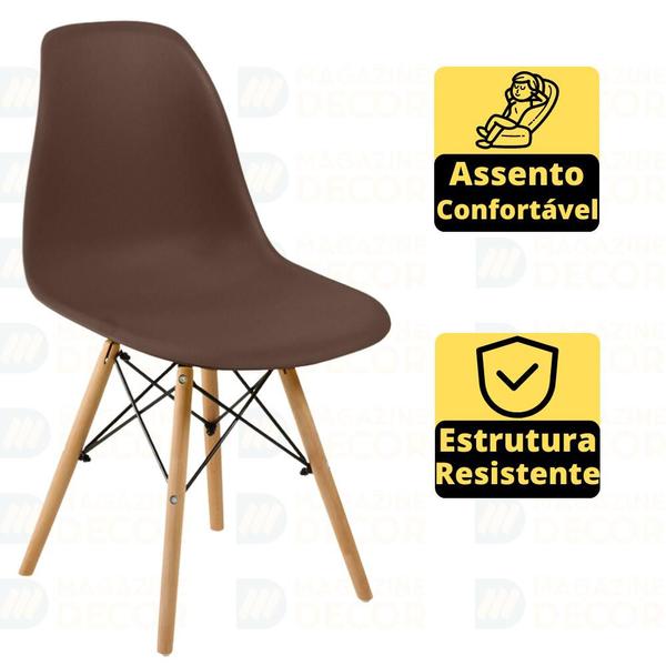 Imagem de Conjunto Mesa de Jantar Redonda Marci Preta 100cm com 4 Cadeiras Eames Eiffel - Marrom