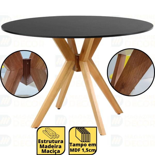 Imagem de Conjunto Mesa de Jantar Redonda Marci Preta 120cm com 4 Cadeiras Eames Eiffel - Nude