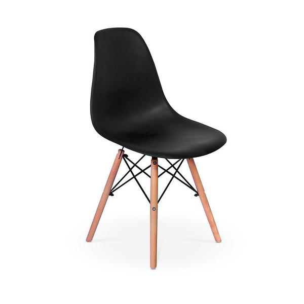 Imagem de Conjunto Mesa de Jantar Redonda Talia Branca 120cm com 4 Cadeiras Eames Eiffel - Preto