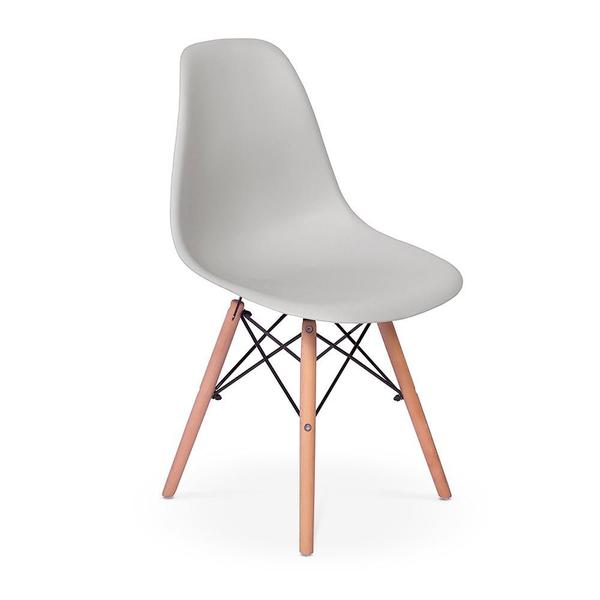 Imagem de Conjunto Mesa de Jantar Redonda Talia Branca 120cm com 6 Cadeiras Eames Eiffel - Cinza