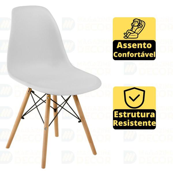 Imagem de Conjunto Mesa de Jantar Retangular Luiza 135cm Natural com 4 Cadeiras Eames Eiffel - Cinza