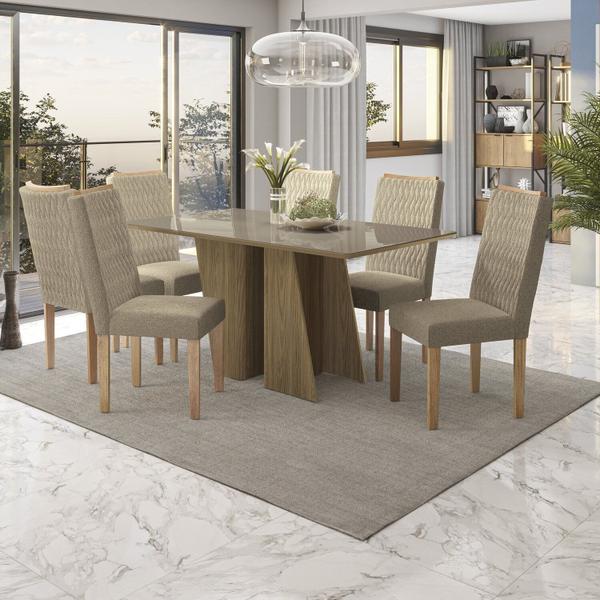 Imagem de Conjunto Mesa de Jantar Valeriana com 6 Cadeiras Nogueira/Fendi