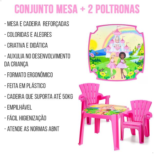 Imagem de Conjunto Mesa  e 2 Poltronas Desenhos Infantil Princesa