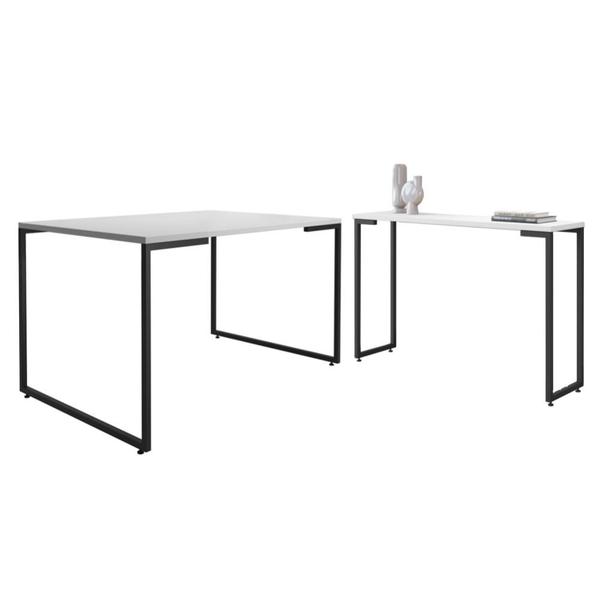 Imagem de Conjunto Mesa e Aparador Lux Branco Preto