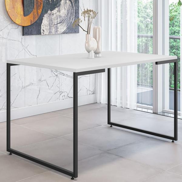 Imagem de Conjunto Mesa e Aparador Lux Branco Preto