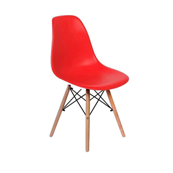 Imagem de Conjunto Mesa Eames Eiffel DSW Redonda Freijó 120cm + 4 Cadeiras Eames DSW - Vermelha