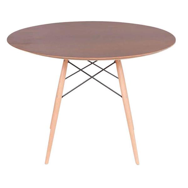 Imagem de Conjunto Mesa Eames Eiffel DSW Redonda Imbuia 120cm + 4 Cadeiras Eames DSW - Vermelha