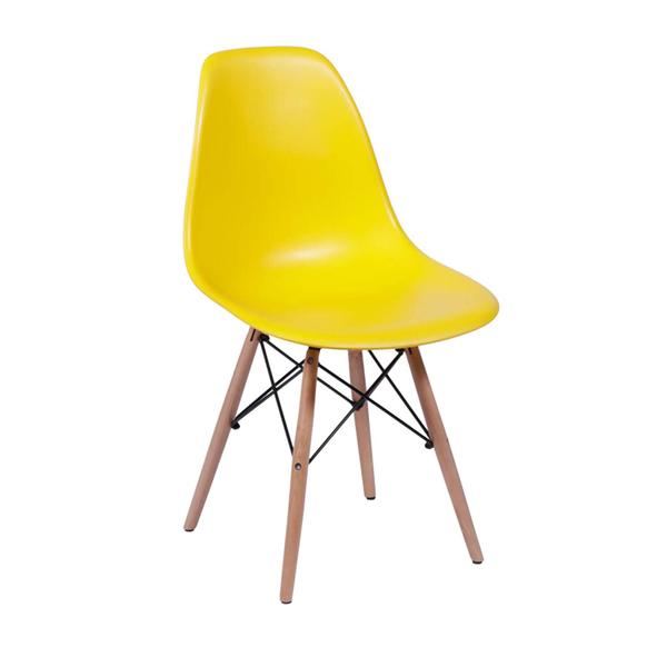 Imagem de Conjunto Mesa Eames Eiffel DSW Redonda Preta 120cm + 4 Cadeiras Eames DSW - Amarela