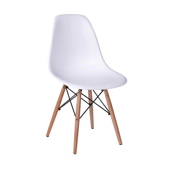 Imagem de Conjunto Mesa Eames Eiffel DSW Redonda Preta 90cm + 4 Cadeiras Eames DSW - Branca