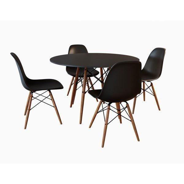 Imagem de Conjunto Mesa Eames Preta 90Cm E 4 Cadeiras Eames Pp Preta