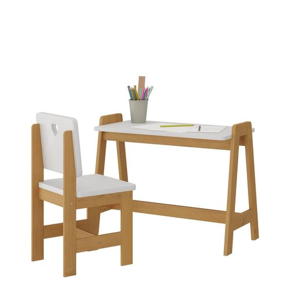 Imagem de Conjunto Mesa Escrivaninha + 1 Cadeira Infantil Sofia Madeira de Pinus / Mdf