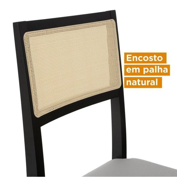 Imagem de Conjunto Mesa Extensível Oval Cadeira Madeira Maciça Encosto Telado Tiê CabeCasa MadeiraMadeira