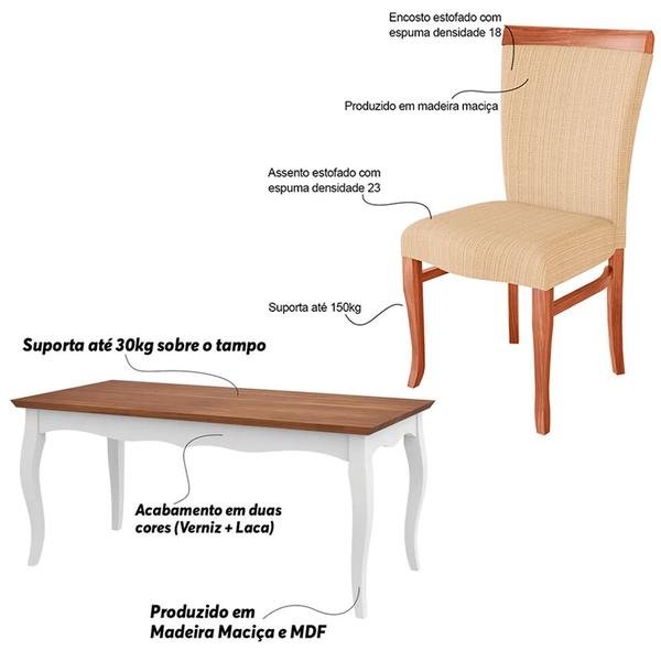 Imagem de Conjunto Mesa Gallia 180cm com 6 Cadeiras Orfeu Poliéster Branco/Imbuía G42 - Gran Belo