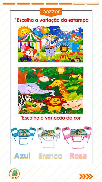 Imagem de Conjunto Mesa Infantil Dobrável C/ 4 Cadeira Aço Até 40kg Ideal P/ Crianças Cor Divertida Estampa Lúdica Não Risca Chão