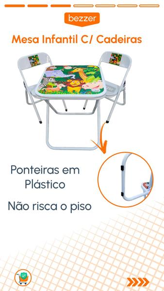 Imagem de Conjunto Mesa Infantil Dobrável C/ 4 Cadeira Aço Até 40kg Ideal P/ Crianças Cor Divertida Estampa Lúdica Não Risca Chão