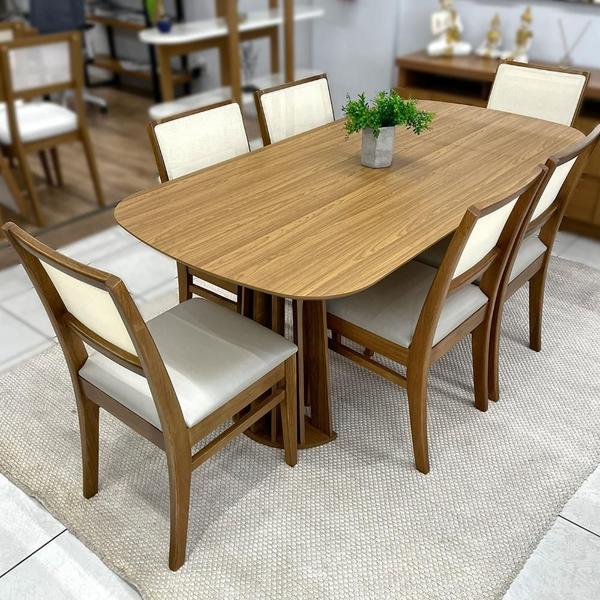 Imagem de Conjunto Mesa Jantar 1,80m MDF c/ 6 Cadeiras Tela Sintética