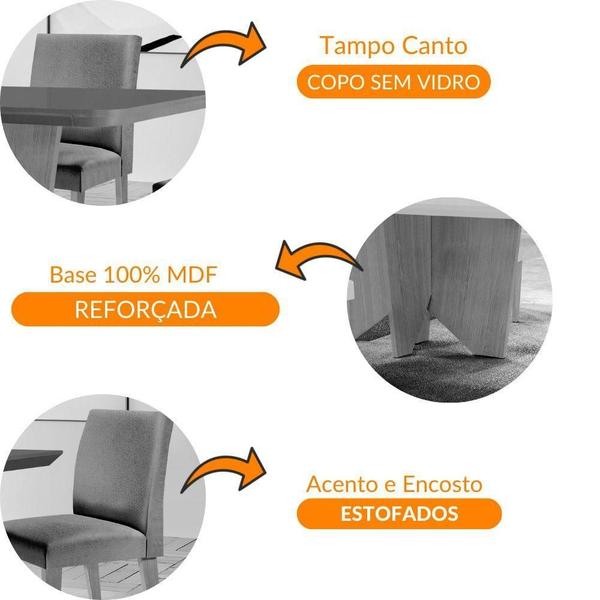 Conjunto Mesa Jantar Evora 180cm 6 Cad. Grecia Rufato creme - MOVEIS RUFATO Imagem de Conjunto Mesa Jantar Evora 180cm 6 Cad. Grecia Rufato creme