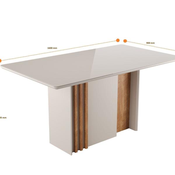 Imagem de Conjunto Mesa Lara 1600cm X 900cm com 6 Cadeiras Cristal Mel/Off-White