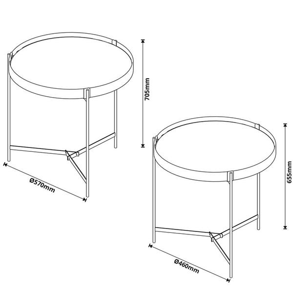 Imagem de Conjunto Mesa Lateral Aqua Imcal Nature Cobre Redonda 