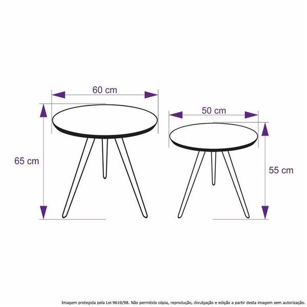 Imagem de Conjunto Mesa Lateral de Canto Tripé Laqueada Preta e Branca