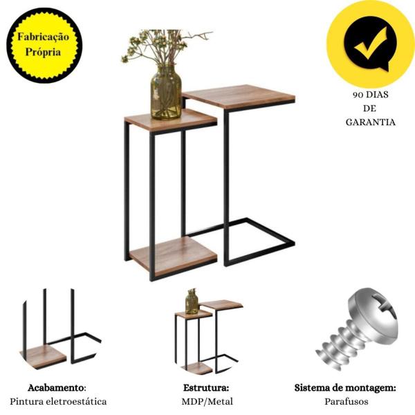 Imagem de Conjunto Mesa Lateral e Apoio Aurora Demolição Preto